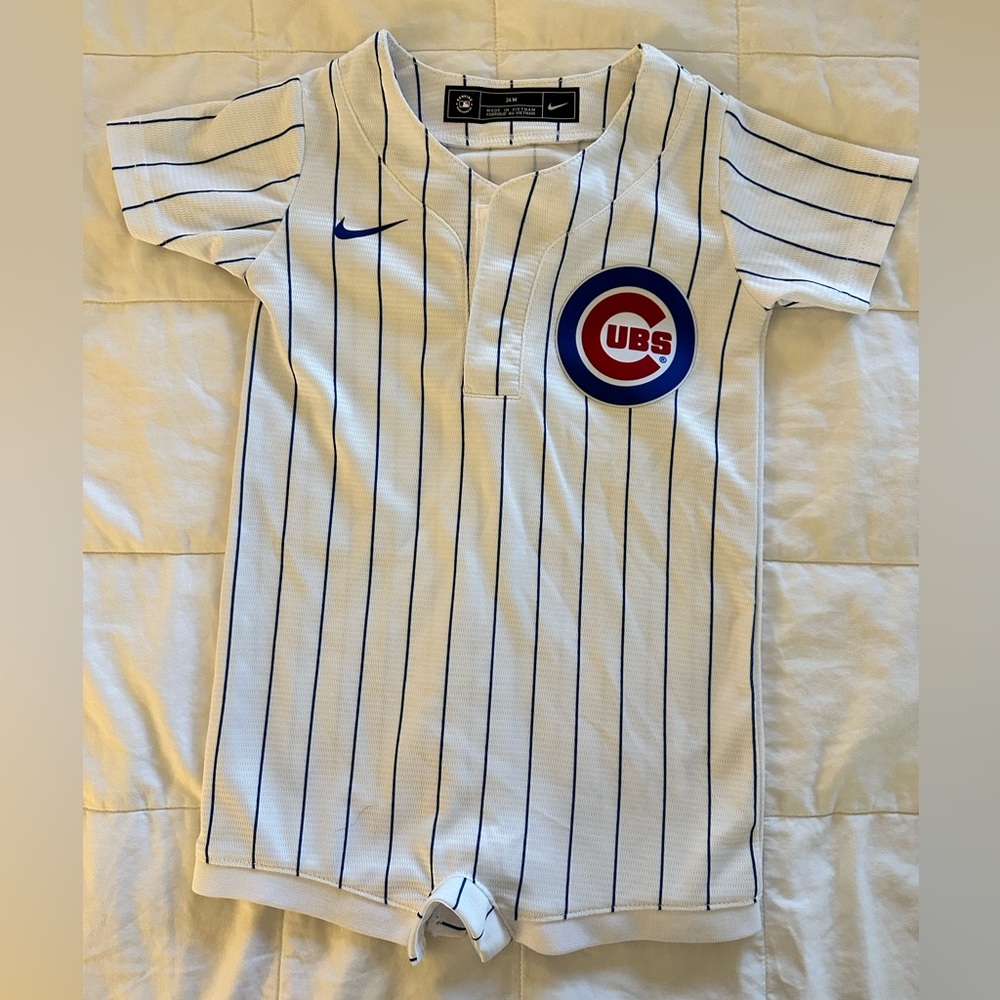 Newborn & Infant Chicago Cubs Nike White Official Jersey Romper - 24 months